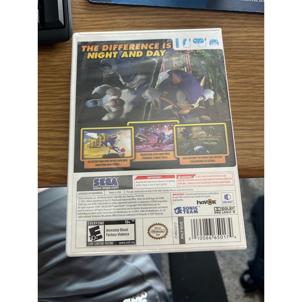 Sonic Unleashed Nintendo Wii Game Sega 2008 Complete CIB With Manual - Picture 3 of 4
